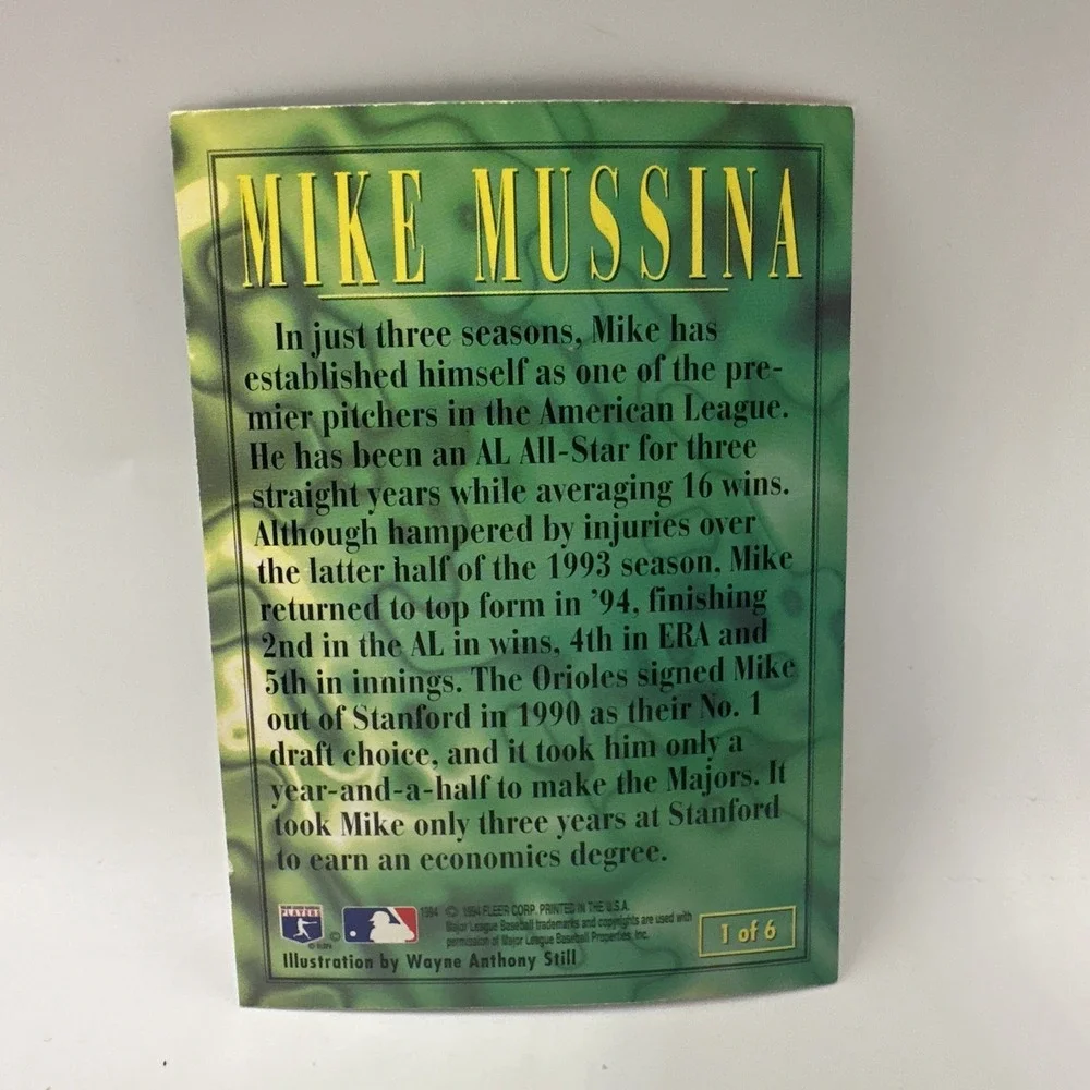 1995 Fleer Pro Visions #1 Mike Mussina Baltimore Orioles MLB Baseball Card